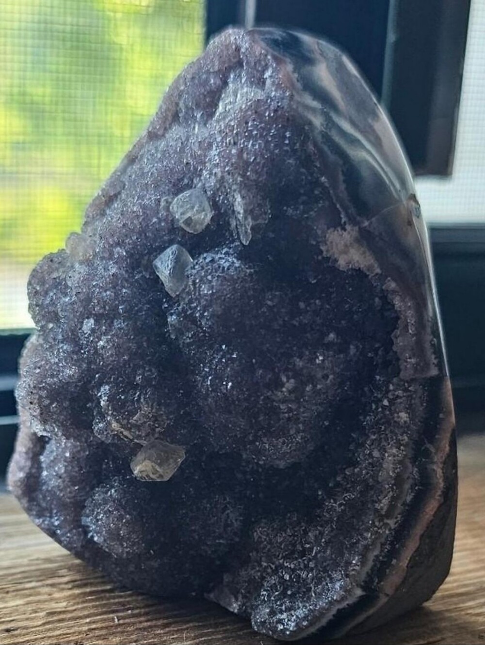 🌸RARE Black Galaxy Sugary Amethyst Freeform w/ Calcite Crystals-Agate-Urugauy✨
